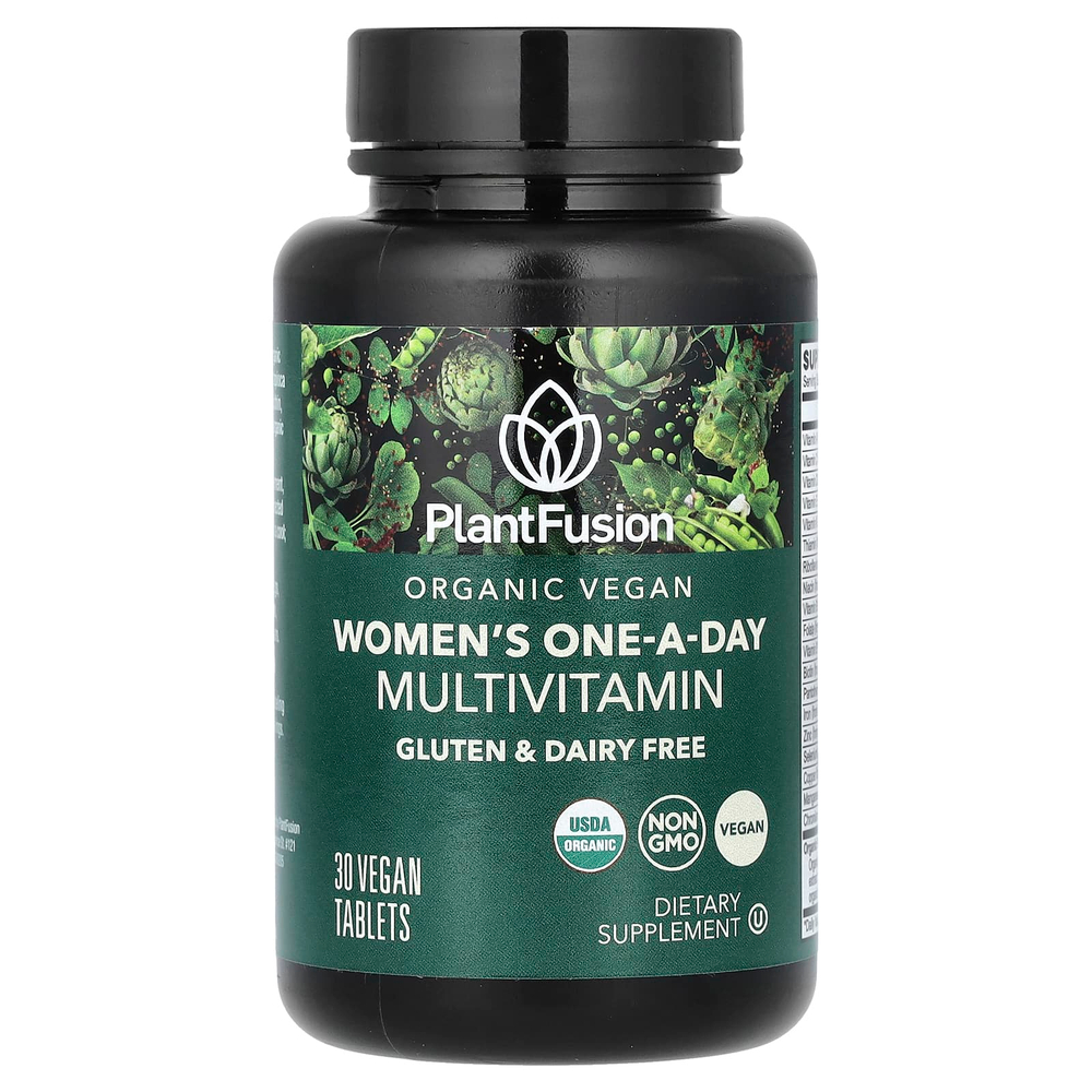 PlantFusion, Однодневный мультивитамин для женщин, органический веганский продукт, 30 веганских таблеток