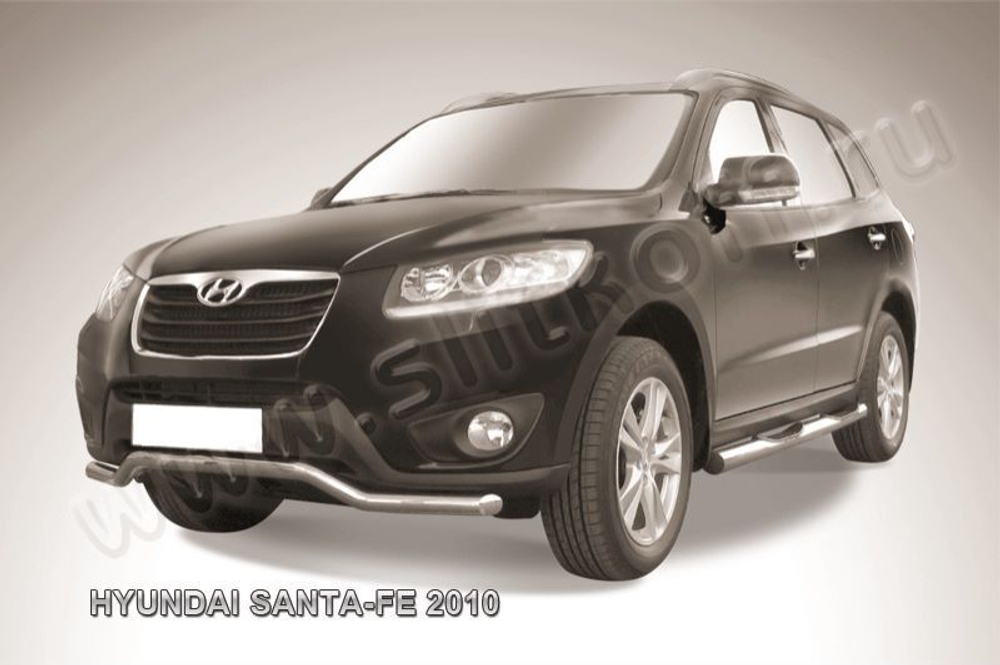 Защита переднего бампера (нержавейка) Hyundai Santa-Fe (2009-2012) d57 волна
