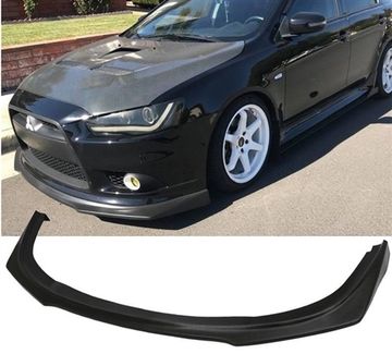 Накладка (губа) на передний бампер RA Style для Mitsubishi Lancer X 2011-2016 / Ralliart 2009-2015 (стеклопластик)