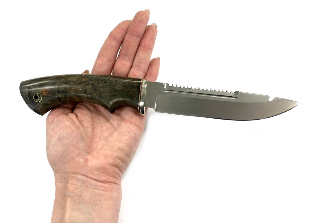 Нож Щука, Bohler M390, стабилизированная карельская береза