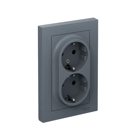 Розетка с заземлением и защитными шторками Systeme Electric AtlasDesign Грифель ATN000726