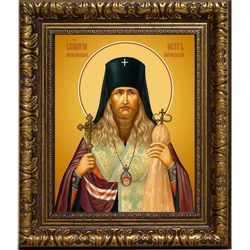 Петр Зверев, архиепископ Воронежский, священномученик. Икона на холсте.