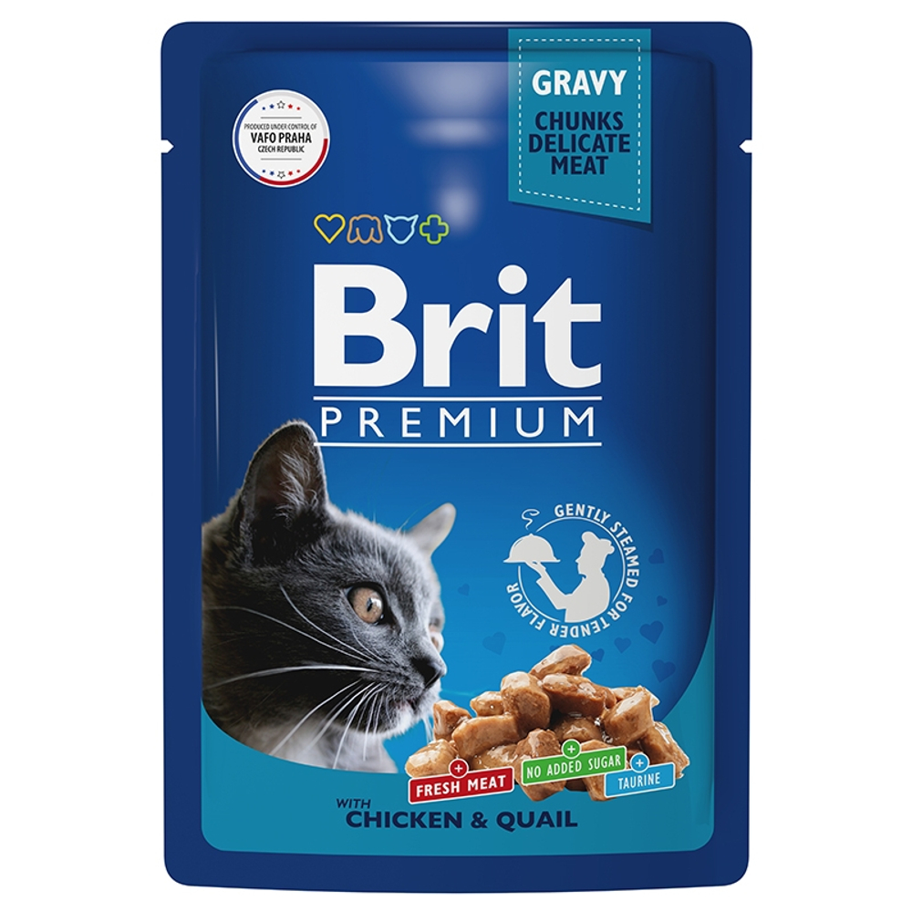 Brit Premium Цыпленок и перепелка пауч для кошек 85 г