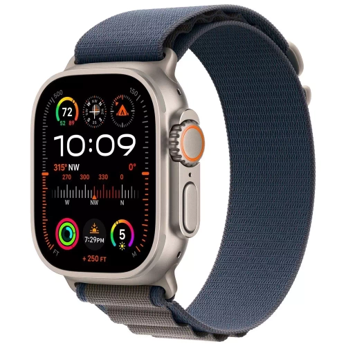 Apple Watch Ultra 2, 49 мм, корпус из титана, ремешок Alpine синего цвета