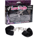 Наручники с черным мехом Love Cuffs ( черные ) (Цвет: черный с серебряным)