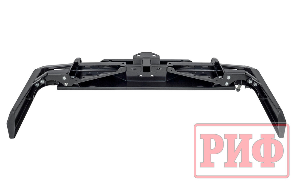 Бампер силовой задний Toyota Land Cruiser 76 2007+ с квадратом под фаркоп, калиткой и фонарями РИФ