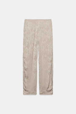 ZARA ЖАККАРДОВЫЕ БРЮКИ — ZW COLLECTION, КАМЕННО-СЕРЫЙ