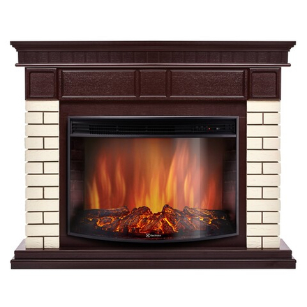 Каминокомплект: Очаг Electrolux EFP/P-2720RLS, портал Bricks 25 камень бежевый, шпон темный дуб