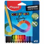 Карандаши цветные трёхгранные монолитные 12цв. Maped Infinity, утолщенные, состоят из грифеля