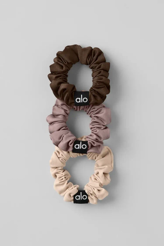 Alo yoga Набор из трех резинок для волос, серо-коричневый