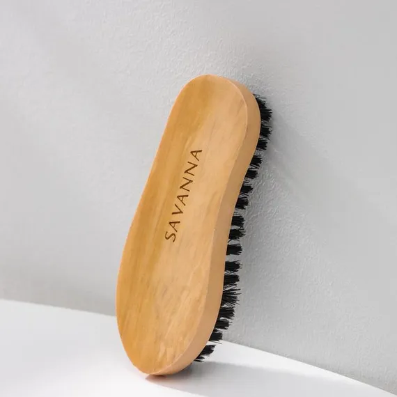 Щётка для одежды деревянная SAVANNA, 13×5×3 см, 130 пучков, искусственный ворс