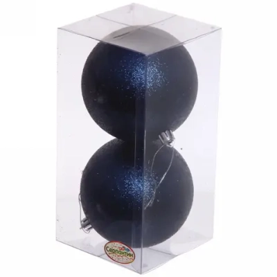 Новогодние шары 10 см (набор 2 шт) «Глиттер», сапфир