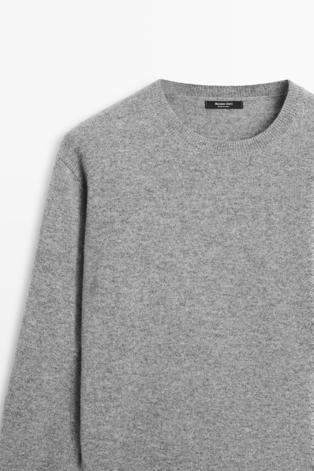 Massimo Dutti Вязаный свитер с круглым вырезом из смесовой шерсти, пестро-серый