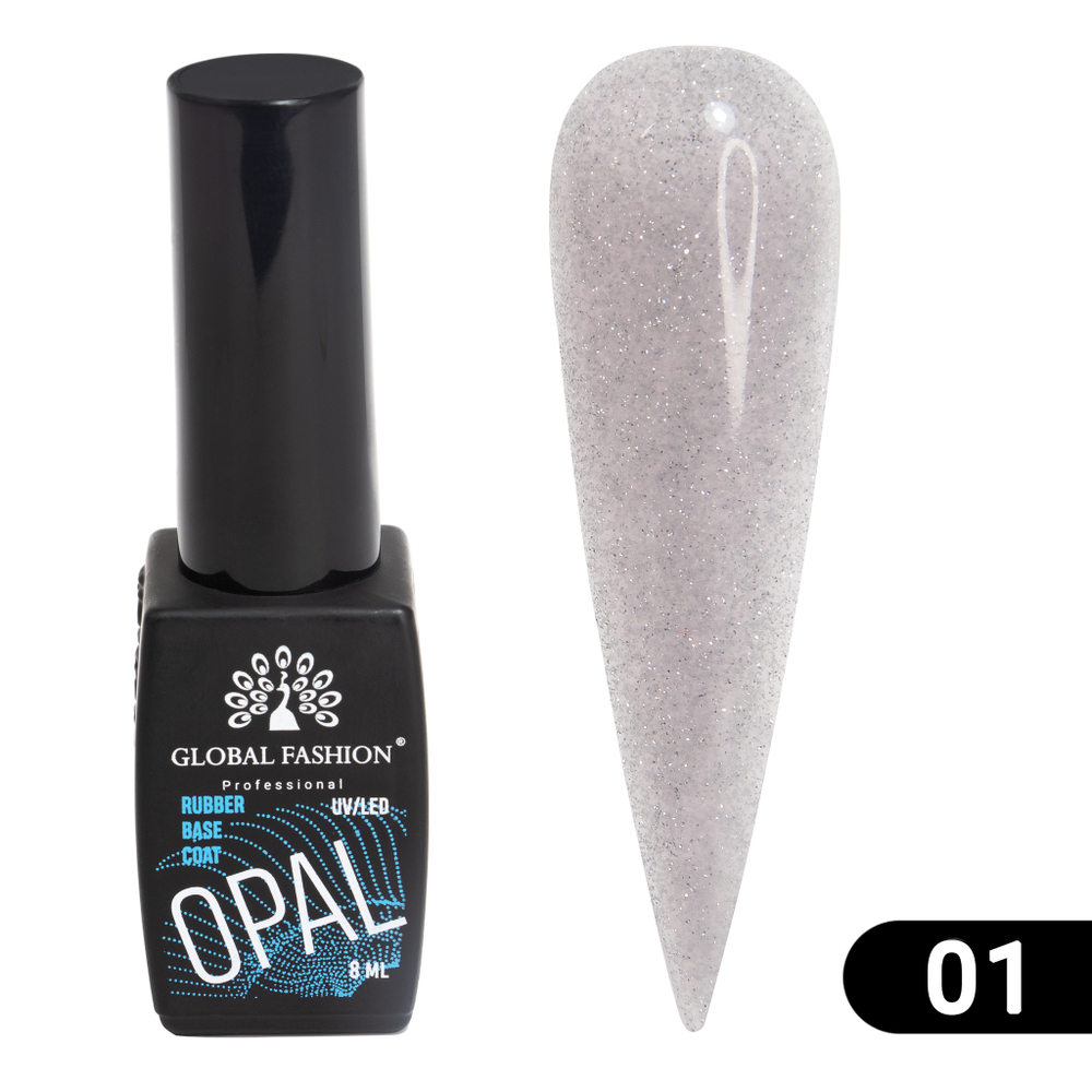 КАУЧУКОВАЯ БАЗА DISCO OPAL СВЕТООТРАЖАЮЩАЯ GLOBAL FASHION 8 МЛ, 01