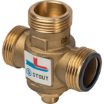 STOUT Термостатический смесительный клапан для твердотопливных котлов 1" НР x 1" НР x 1 1/2" ВР 70°С KV 3,2