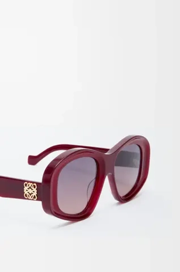 Loewe Солнцезащитные очки пятиугольной формы, бордово-красный
