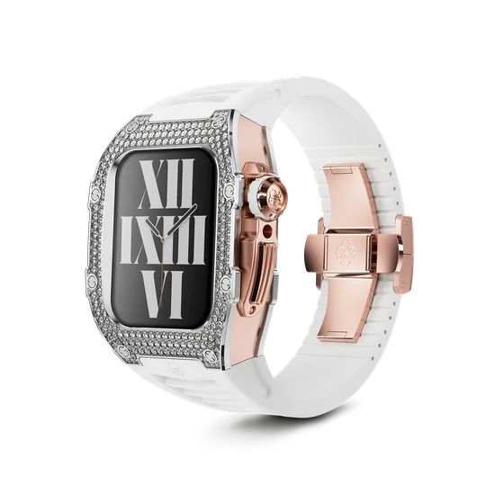 Корпус для Apple Watch RST41 - Белый/Розовое золото/Кристаллы