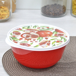 Миска 1л с крышкой "Bergamo" с декором, цвет красный