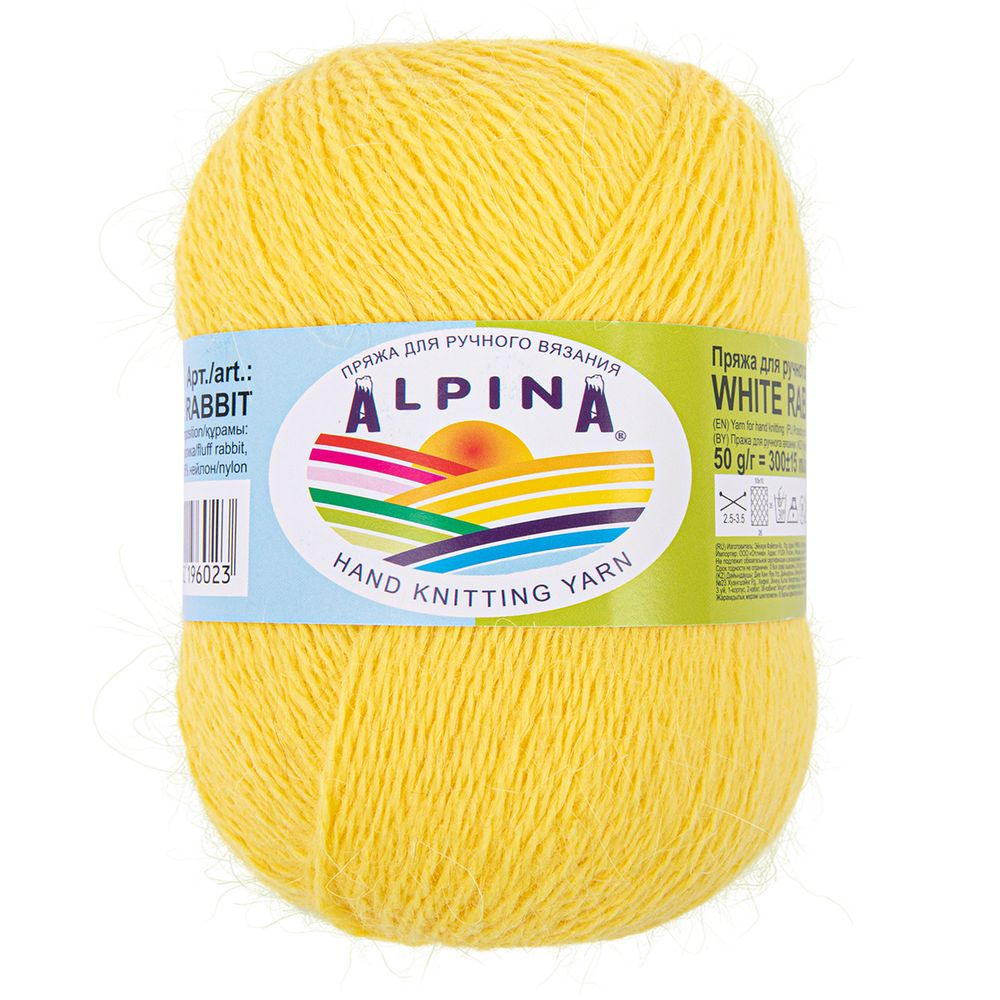 Пряжа Alpina White Rabbit / уп.10 мот. по 50г, 300м, 204 желтый Пряжа Alpina White Rabbit / уп.10 мот. по 50г, 300м, 204 желтый