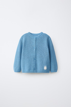 ZARA ТРИКОТАЖНЫЙ КАРДИГАН, ВЫЦВЕТШИЙ СИНИЙ