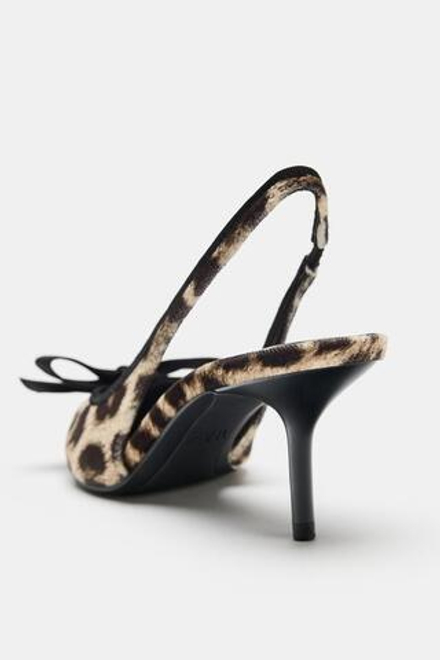 ZARA ТУФЛИ С КАБЛУКОМ И БАНТОМ, РАЗНОЦВЕТНЫЙ