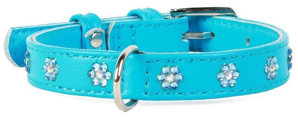 Ошейник "CoLLaR Glamour" с клеевыми стразами "Цветочек" синий ширина 16мм, длина 25-34см Ошейник "CoLLaR Glamour" с клеевыми стразами "Цветочек" синий ширина 16мм, длина 25-34см