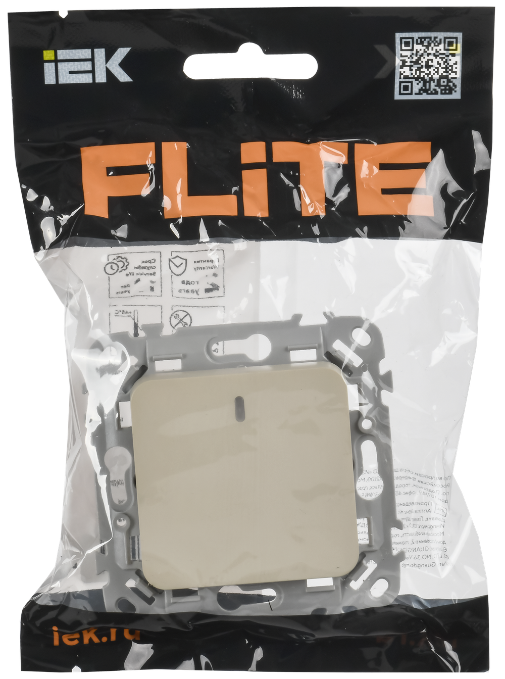 FLITE Выключатель 1-клавишный с индикацией 10А ВС11-1-1-ФлСл сливочный IEK