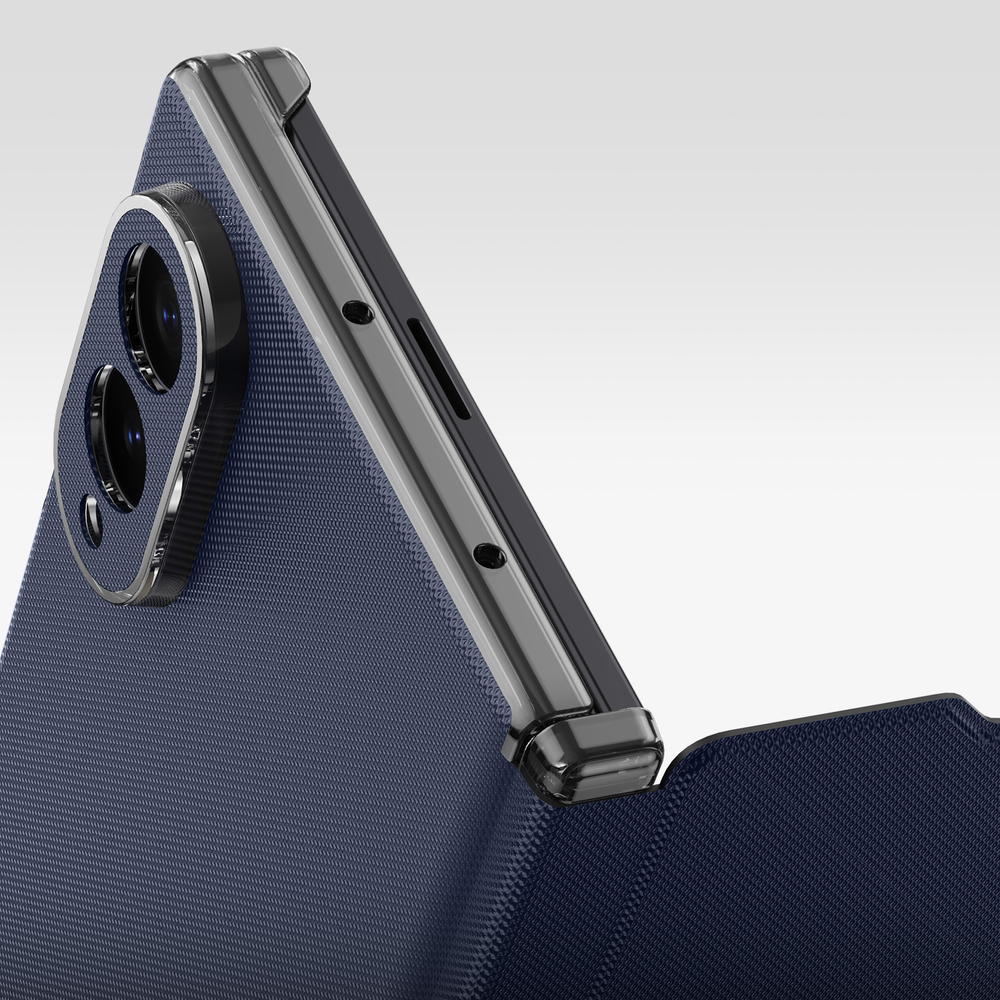 Чехол с покрытием под кожу синего цвета для Samsung Galaxy Z Fold 8, серия Fort Series от Dux Ducis