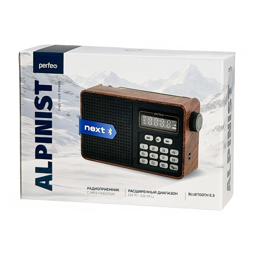 Портативный радиоприемник Perfeo Alpinist 3Вт/FM/AUX/USB/MicroSD/1000mAh (PF_D0574) коричневый