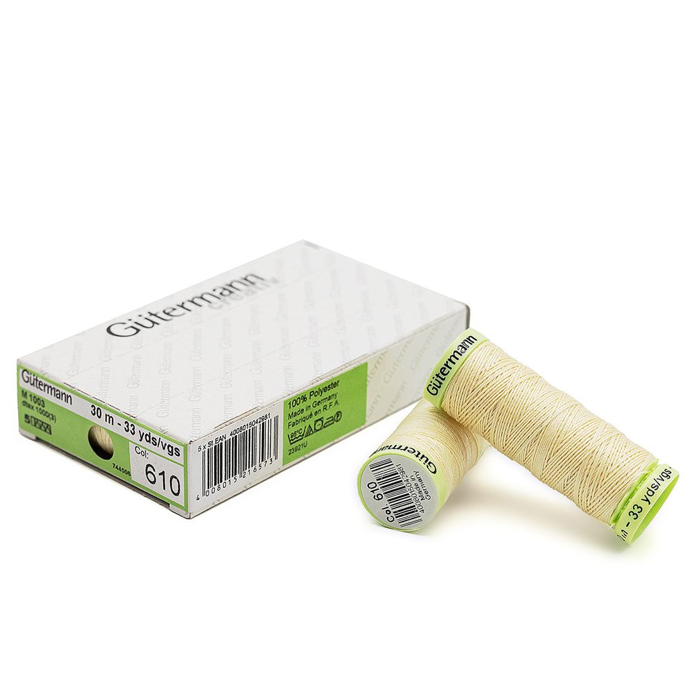 Нитки отделочные Gutermann Top Stitch 30 (30 метров), 5 кат. | 610 св.кремово-желтый