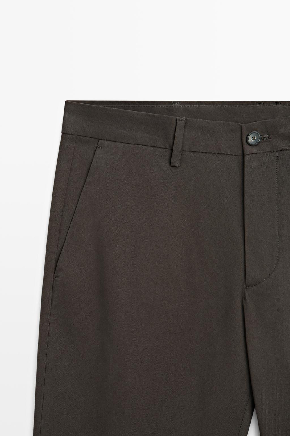 Massimo Dutti Зауженные брюки из смесового хлопка, коричневый