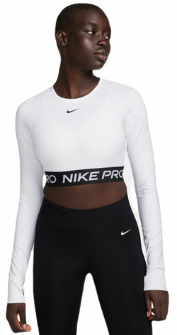 Женская теннисная футболка (dł. Рукава) Nike Pro 365 Dri-Fit Cropped Long-Sleeve Top - белый