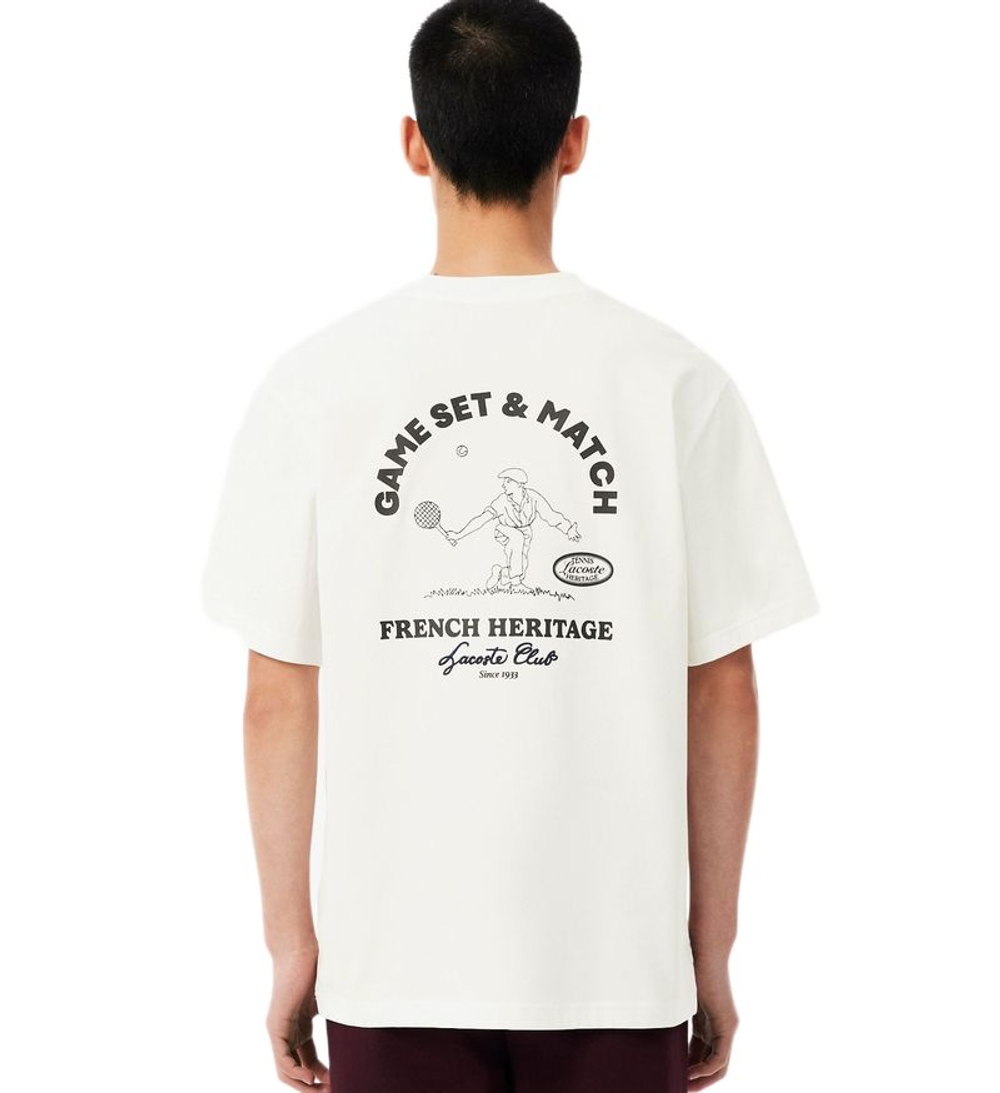 Мужская теннисная футболка Lacoste Ultra Dry Tennis Heritage Graphic - white