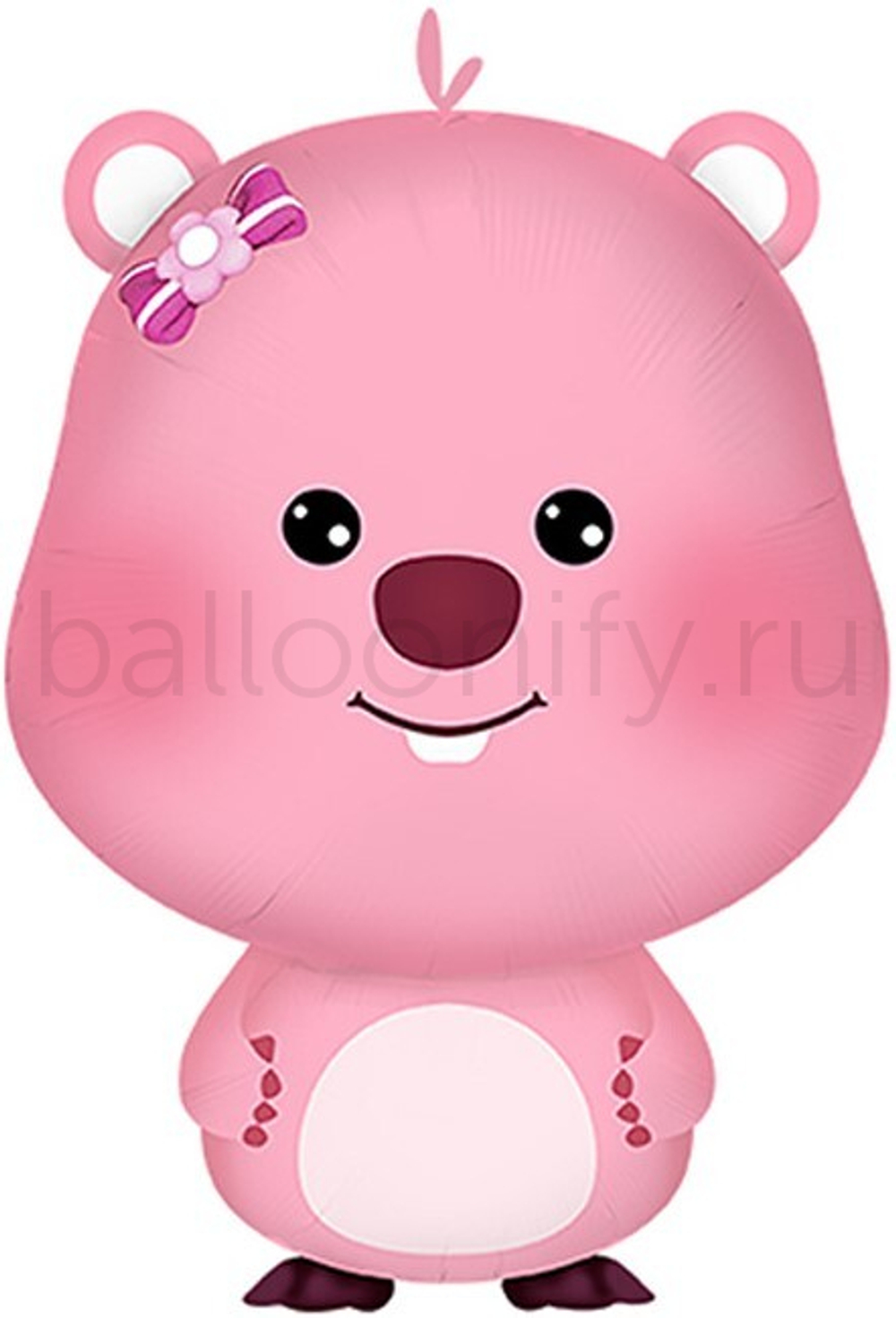 Шар (24''/61 см) Фигура, Милый Бобр, Розовый, 1 шт.