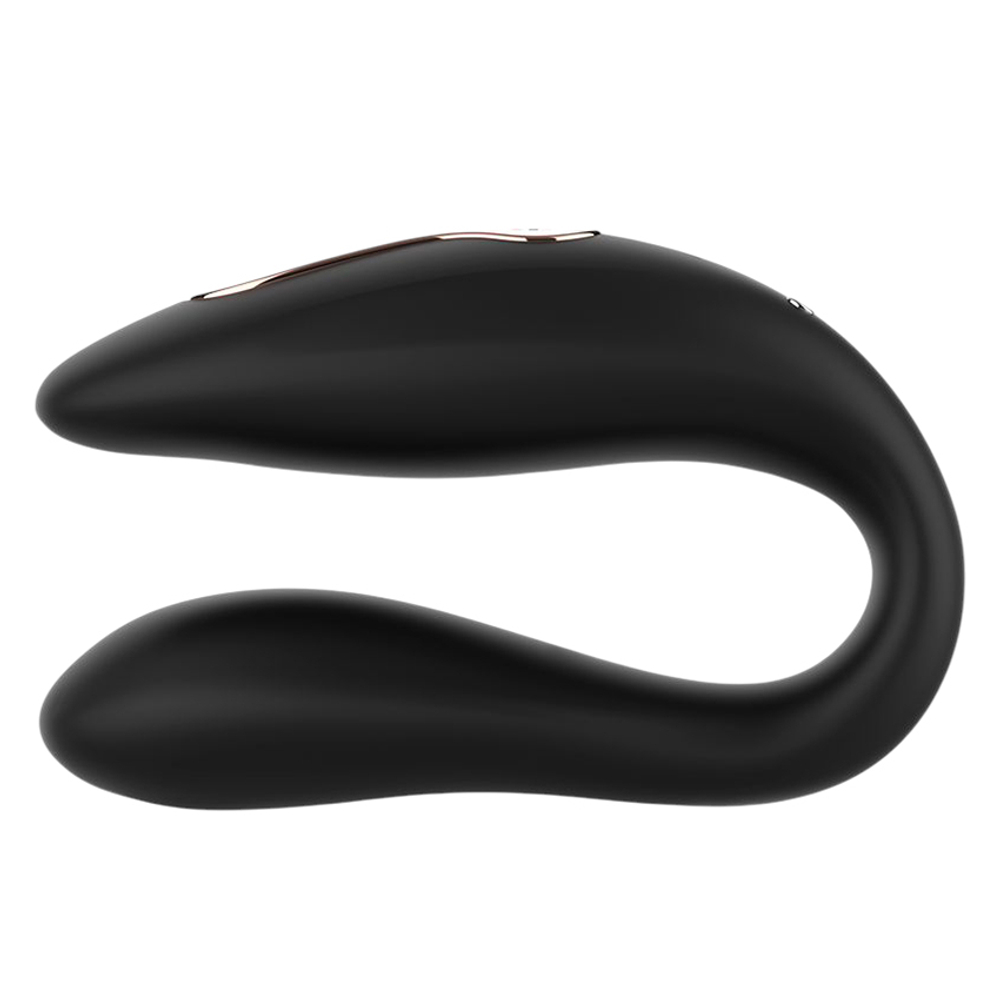 Черный вибратор для пар 8,5см с часами-пультом ДУ Anne's Desire Dual Pleasure Tecnology Watchme Black
