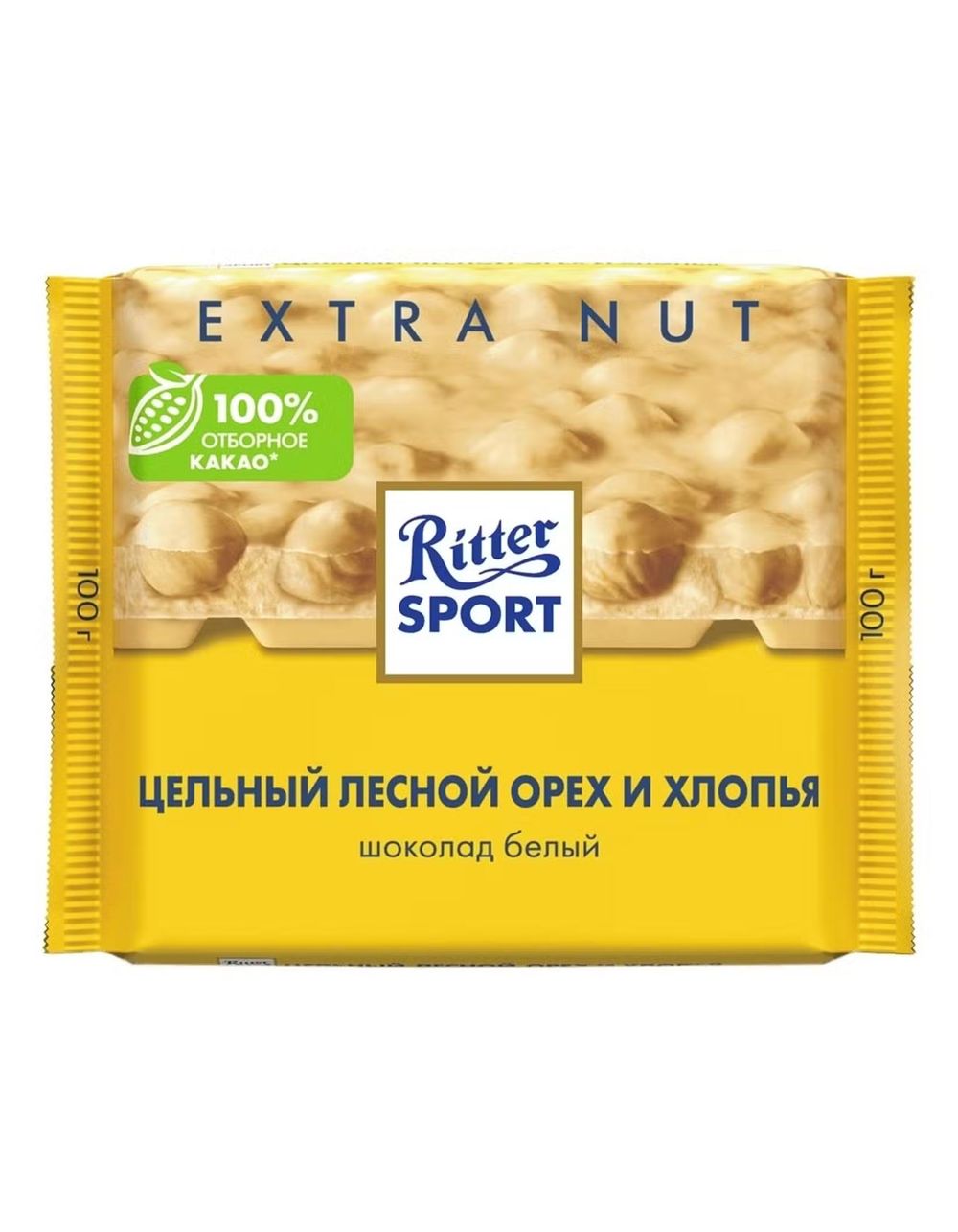 Шоколад Риттер Спорт Extra белый Лесной орех и Хлопья 100г