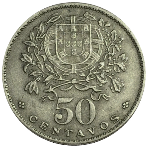50 сентаво Португальская Республика (1911-1969) 1965 год, Португалия. aUNC