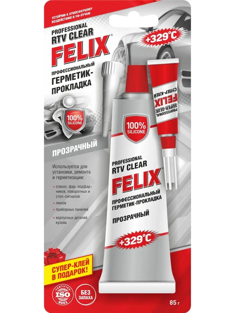 Герметик-прокладка FELIX (силиконовый; прозрачный; 85 г) 411040058
