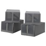 Набор коробок для обуви IKEA SKUBB (СКАББ), Полиэстер, Темно-серый, 22x34x16 см, 4 шт