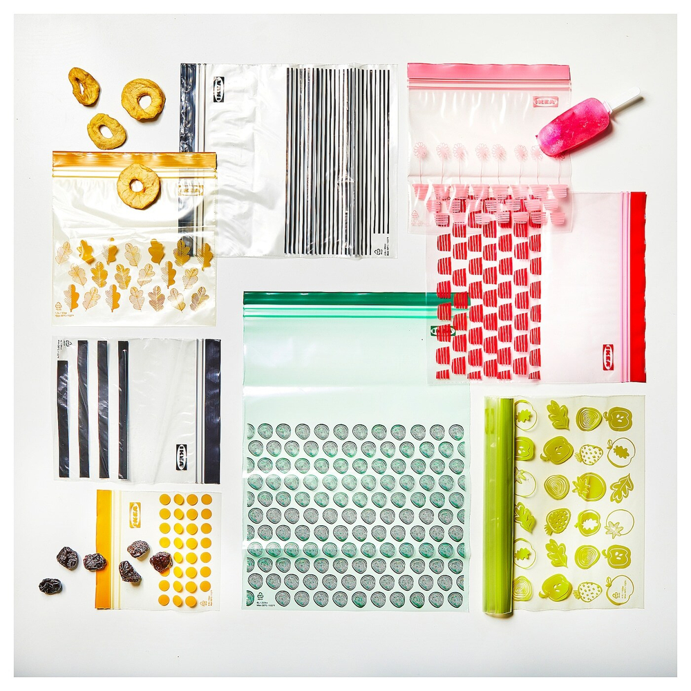 IKEA ISTAD  (ИКЕА ИСТАД)  -  Пакет Ziplock, красный/розовый дизайн, 2,5/1,2 л