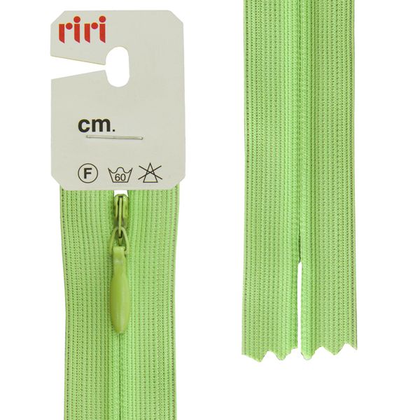 Молния потайная (скрытая) RIRI Т3 (3 мм) 1 зам., н/раз., 22 см, цв.2739, фисташка, 10 шт