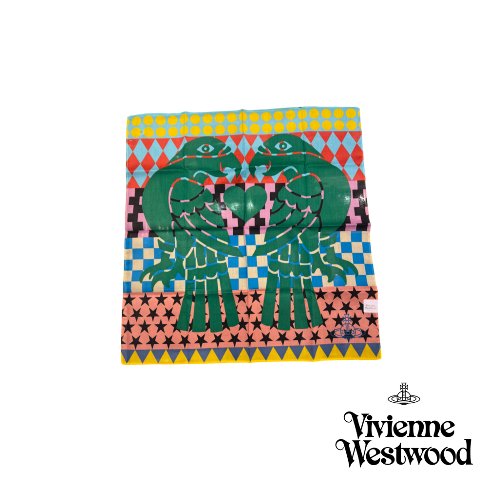 VIVIENNE WESTWOOD ПЛАТОК РОЗОВЫЙ ПРИНТ ОРЛЫ И СЕРДЦЕ С ЛОГОТИПОМ БРЕНДА