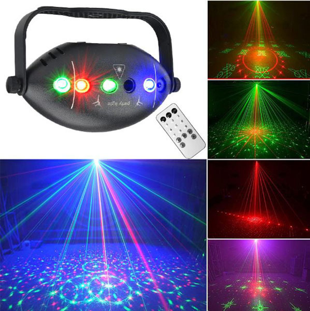 Лазер 2 луча с RGB подсветкой и пультом