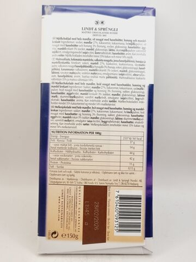 Молочный шоколад Lindt LES GRANDES Nougat-ALMONDS 33% Белая Нуга Миндаль, 150 г (Из Финляндии)