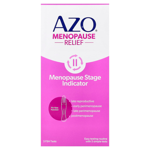 AZO, Menopause Relief, индикатор фазы менопаузы, 5 тестов на ФСГ
