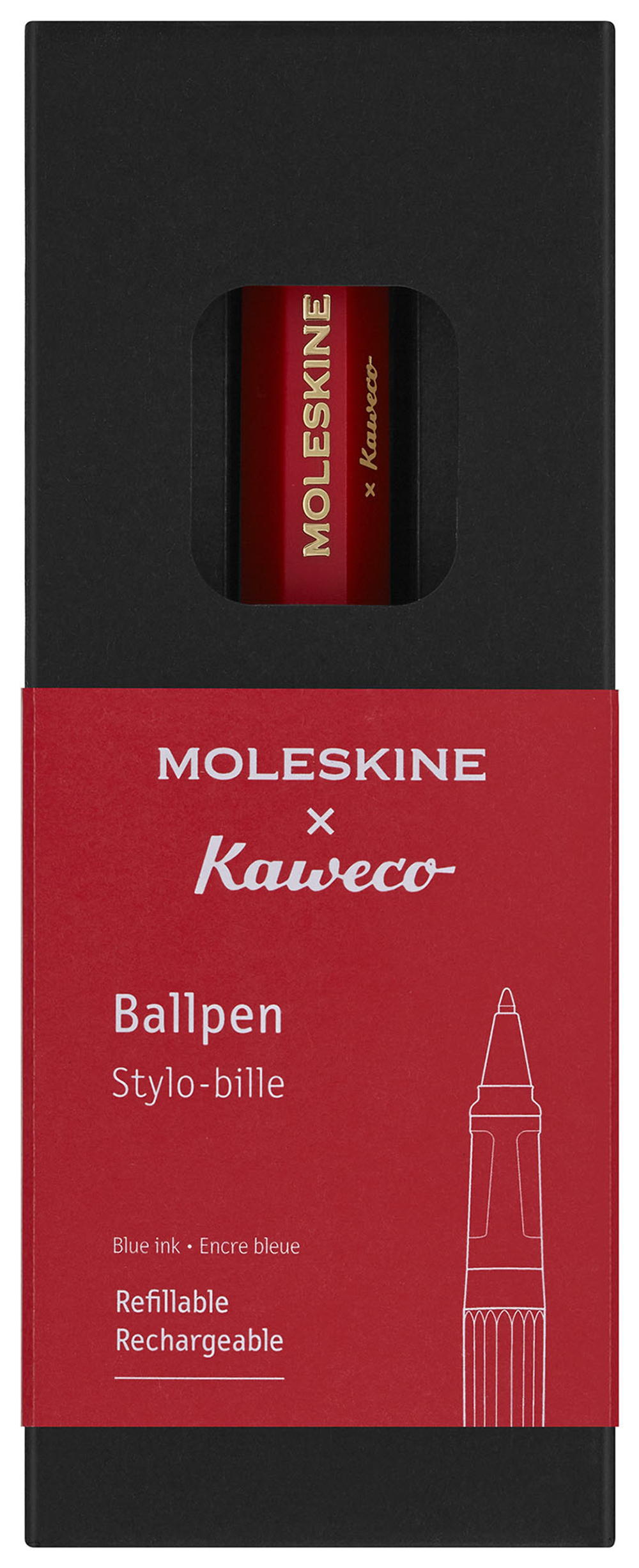Шариковая ручка Moleskine&Kaweco Red красная (KAWBALLPENRED) в подарочной коробке