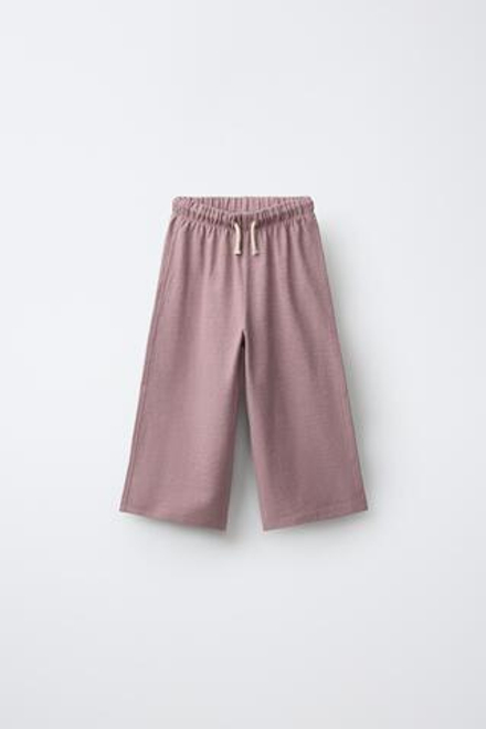ZARA ОДНОТОННЫЕ БРЮКИ WIDE LEG, РОЗОВЫЙ/ЛИЛОВЫЙ