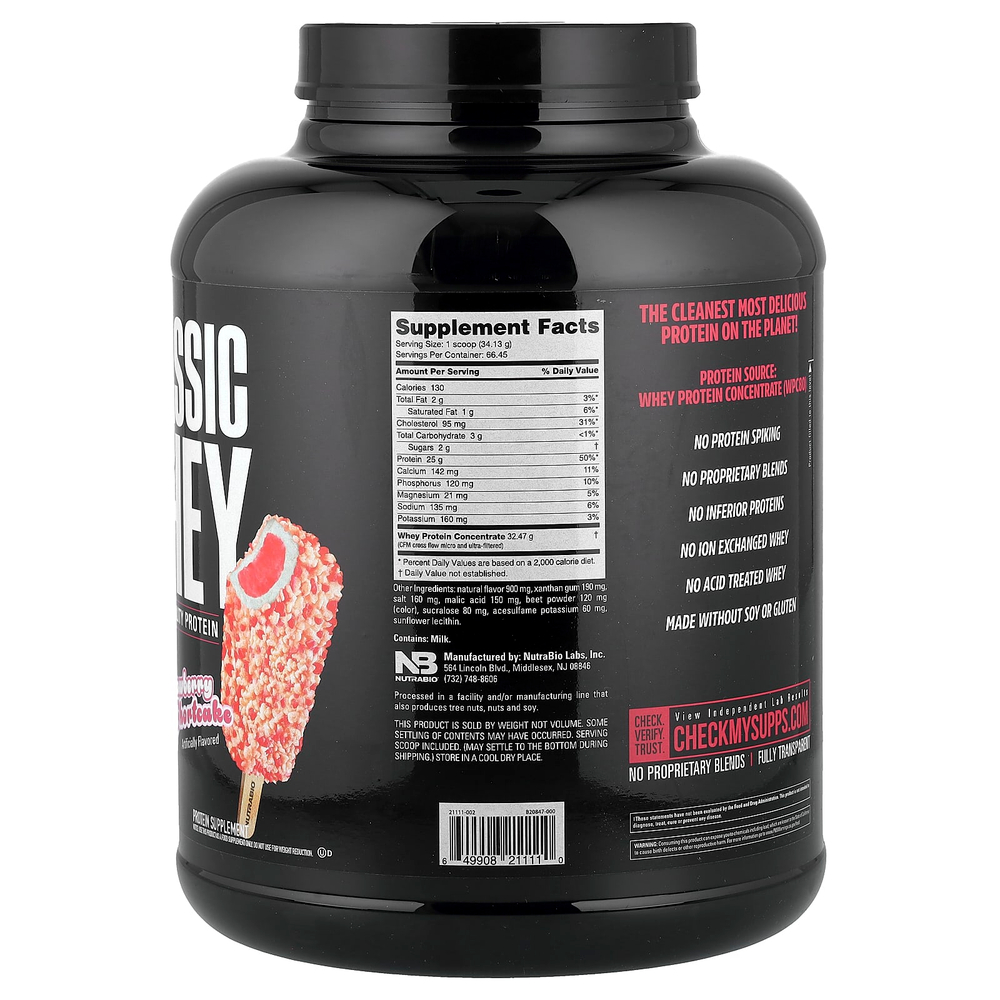 NutraBio, Classic Whey Protein, клубничное песочное печенье, 2268 г (5 фунтов)