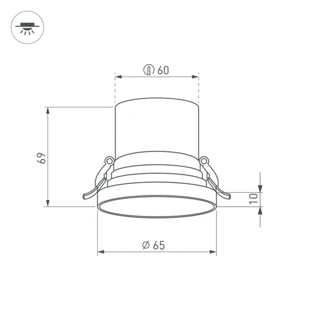 Светильник MS-VOLCANO-BUILT-R65-6W Day4000 (BK, 38 deg, 230V) (Arlight, IP20 Металл, 5 лет) 035442