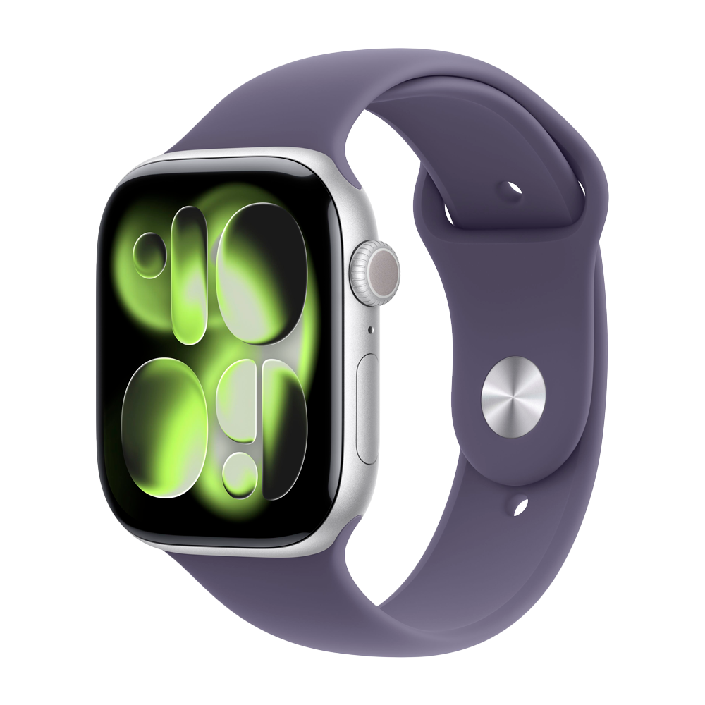 Умные часы Apple Watch Series 11 GPS, 46mm, Silver Aluminium Case with Purple Fog Sport Band, M/L